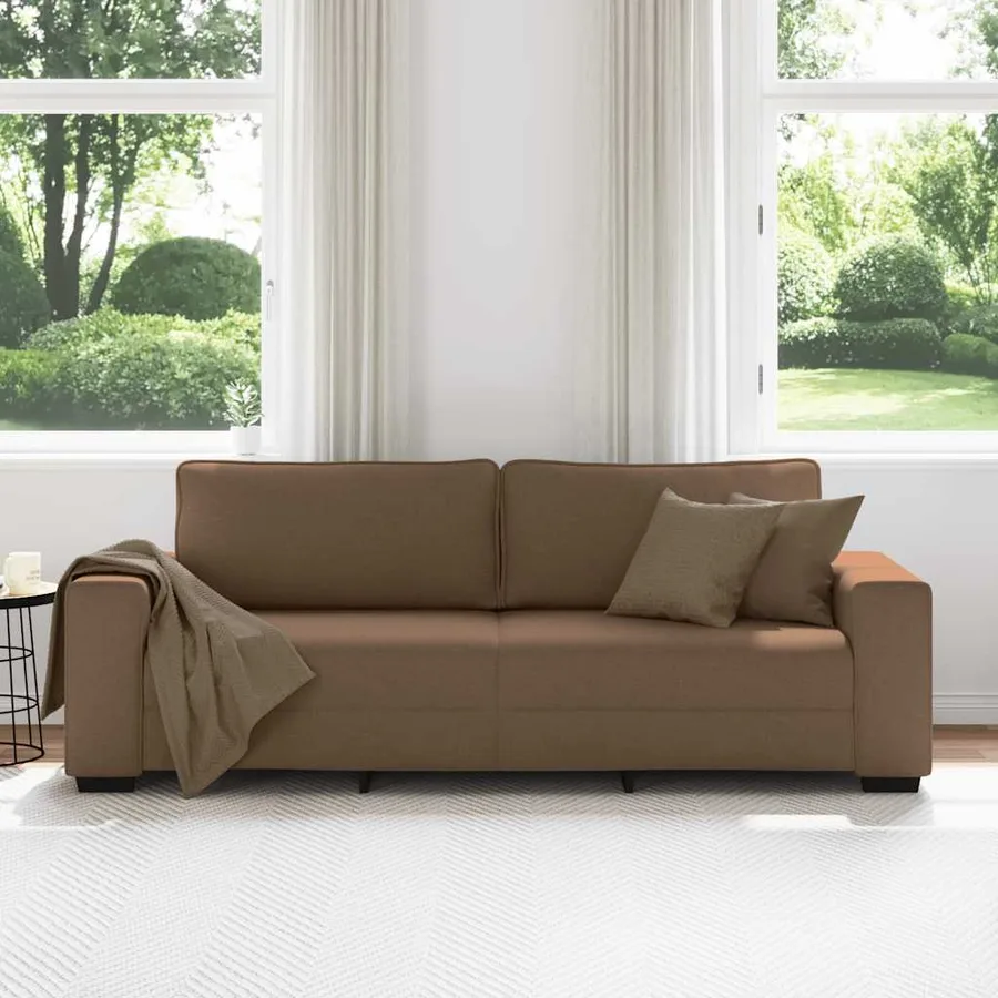 Canapé 3 places marron 220x77x82 cm en tissu - 3
