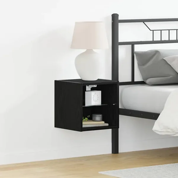 Cabinet de Chevet Murale LED Noir 30 x 28,5 x 30 cm
