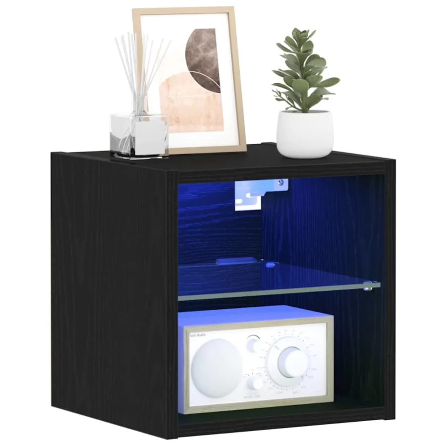 Cabinet de Chevet Murale LED Noir 30 x 28,5 x 30 cm - 3