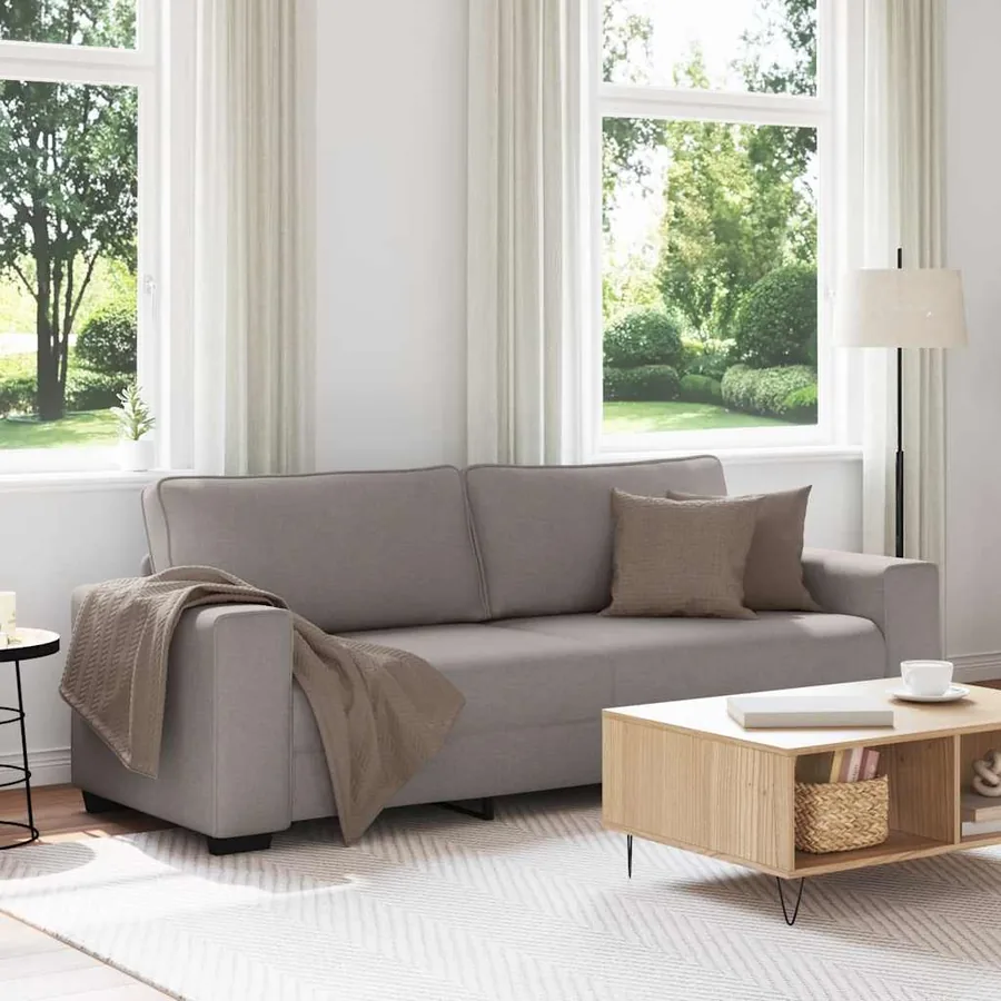 Canapé 3 places taupe 220x77x82 cm en tissu
