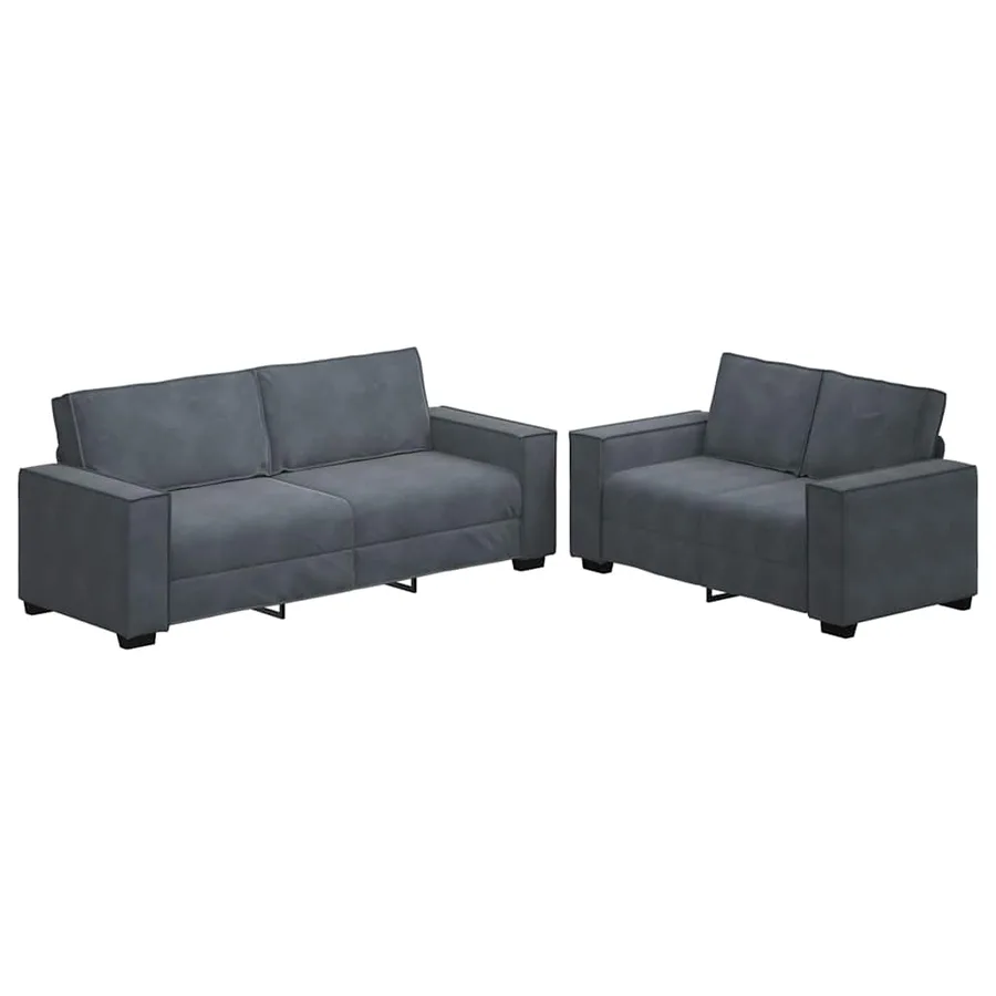 Ensemble canapé 2 pcs avec coussins velours gris foncé - 2