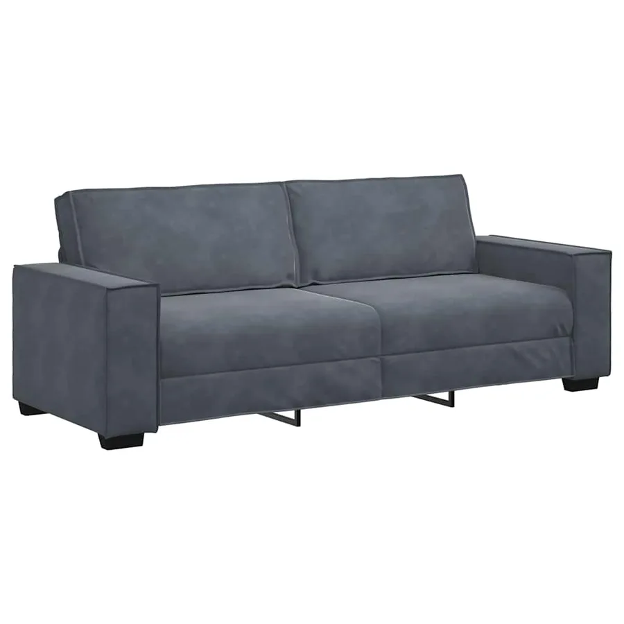 Ensemble canapé 2 pcs avec coussins velours gris foncé - 5
