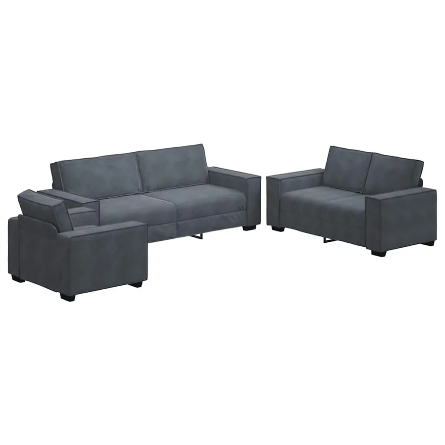 Ensemble de canapés 3 pcs avec coussins Gris foncé Velours - 2
