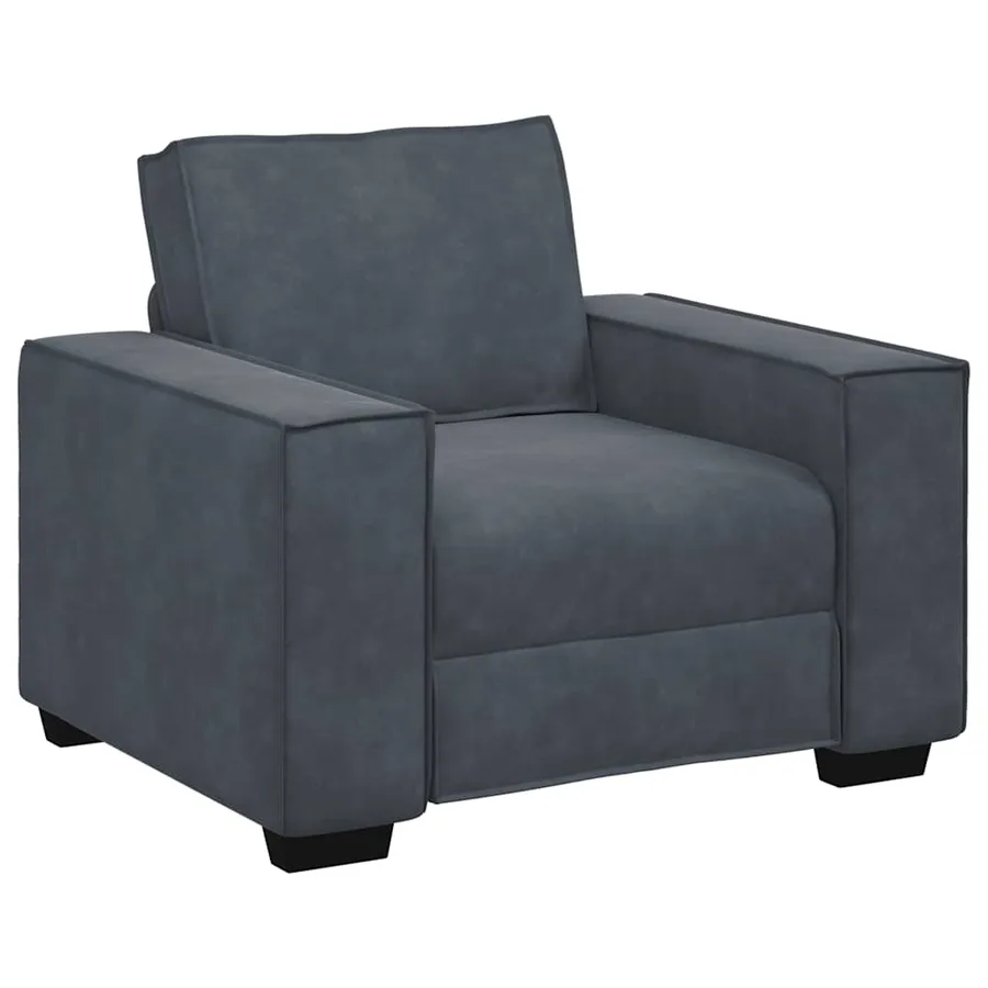 Ensemble de canapés 3 pcs avec coussins Gris foncé Velours - 4