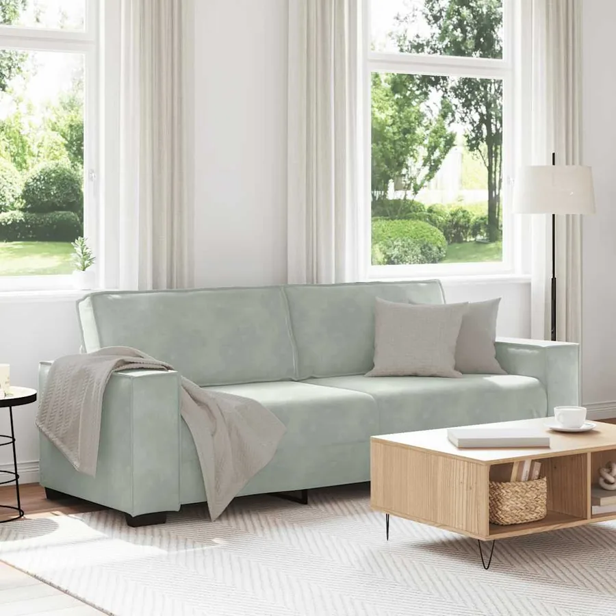 Canapé à 3 places Gris clair 220x78x84 cm Velours