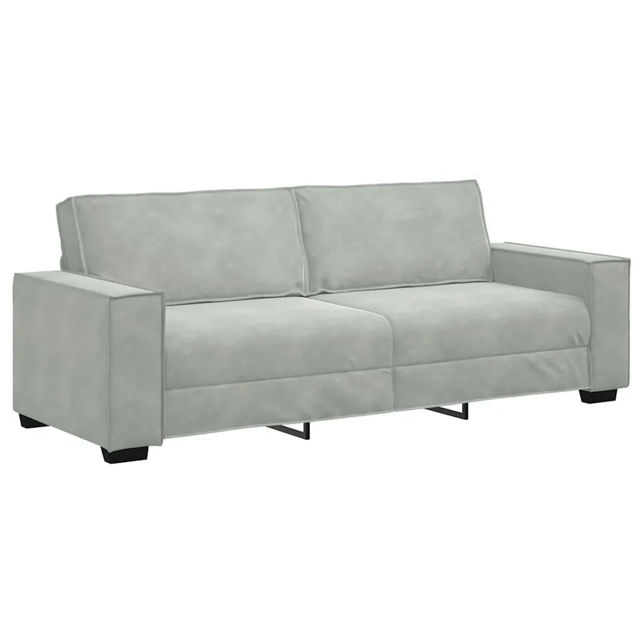 Canapé à 3 places Gris clair 220x78x84 cm Velours - 2