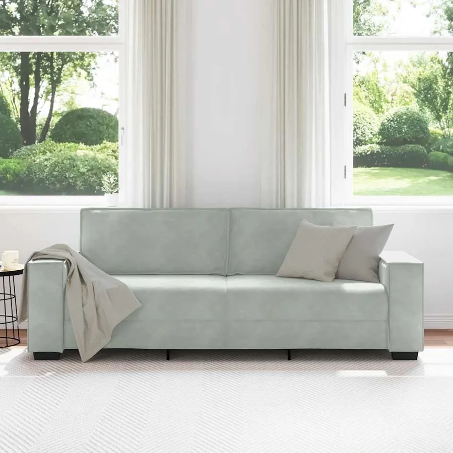 Canapé à 3 places Gris clair 220x78x84 cm Velours - 3