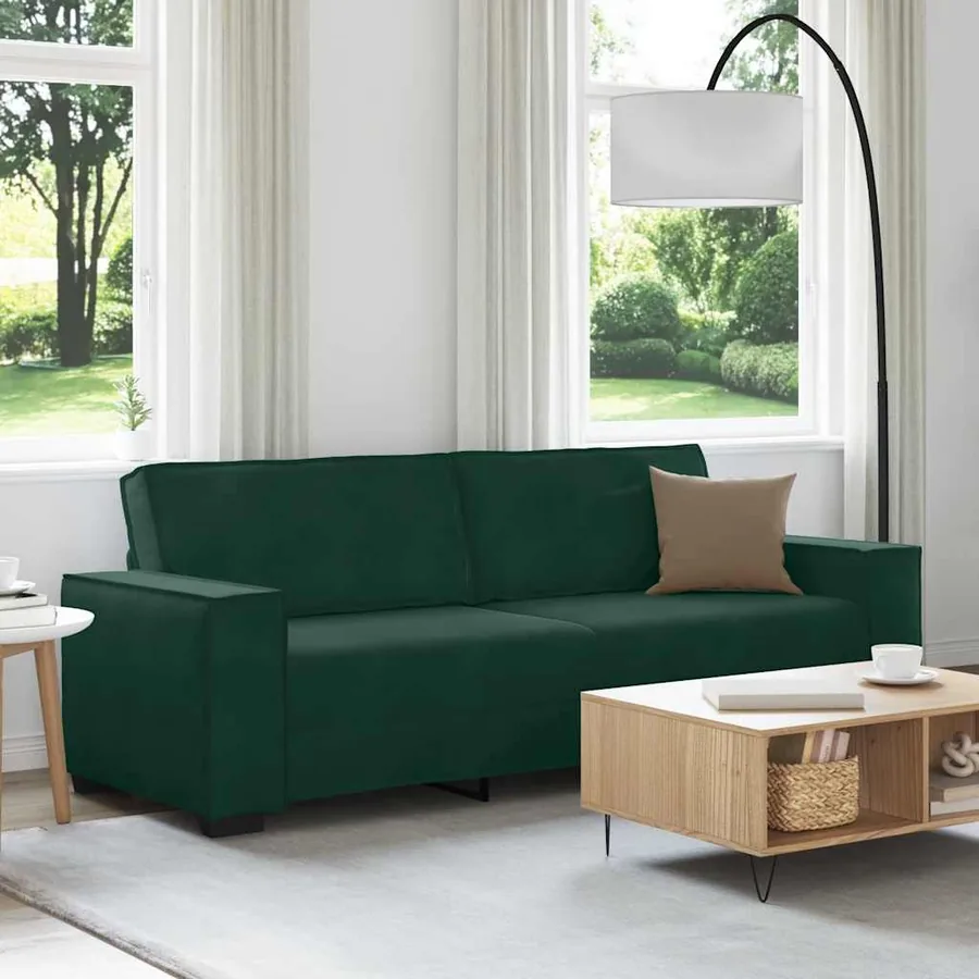 Canapé à 3 places Vert foncé 220x78x84 cm Velours