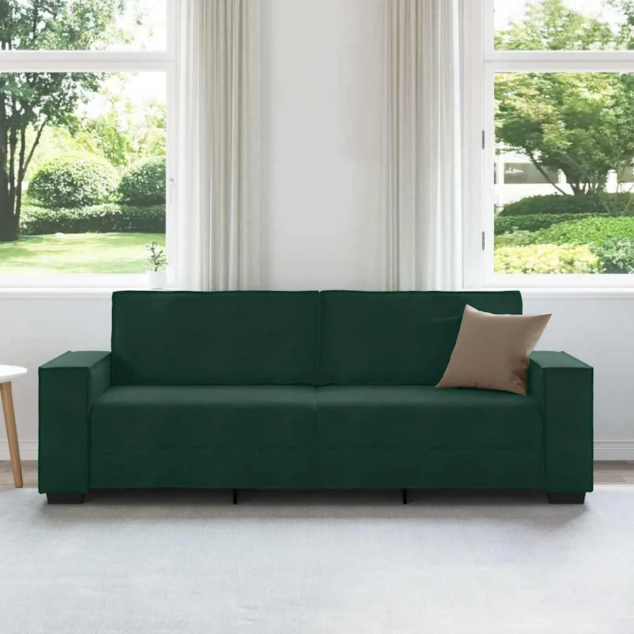 Canapé à 3 places Vert foncé 220x78x84 cm Velours - 3