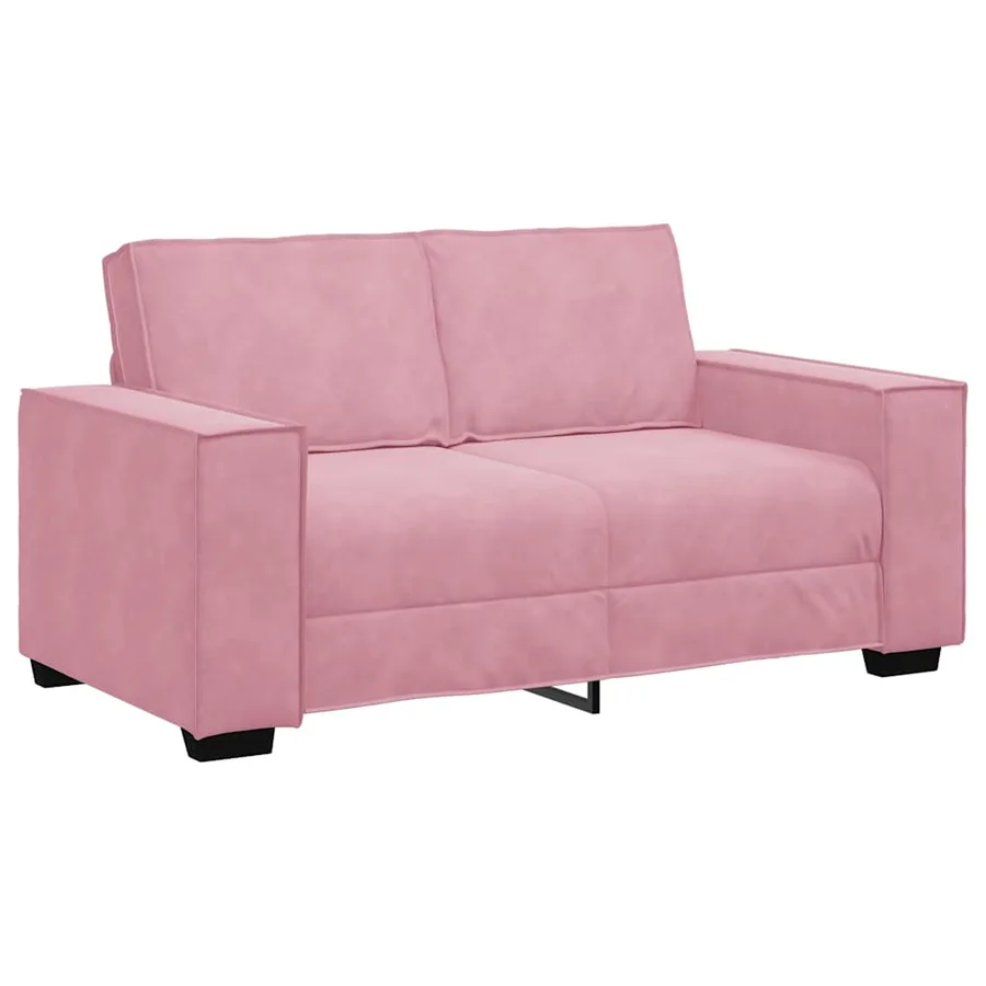 Ensemble canapé 2 pcs avec coussins velours rose - 4