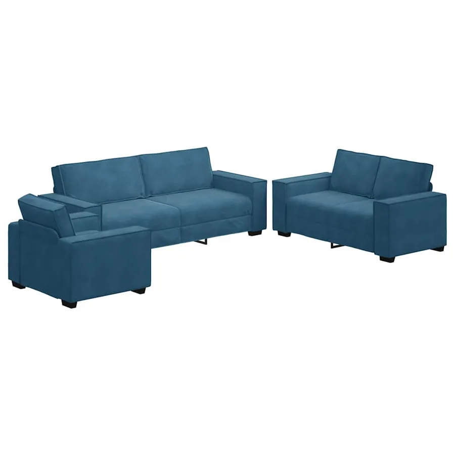 Ensemble de canapés 3 pcs avec coussins Bleu Velours - 2