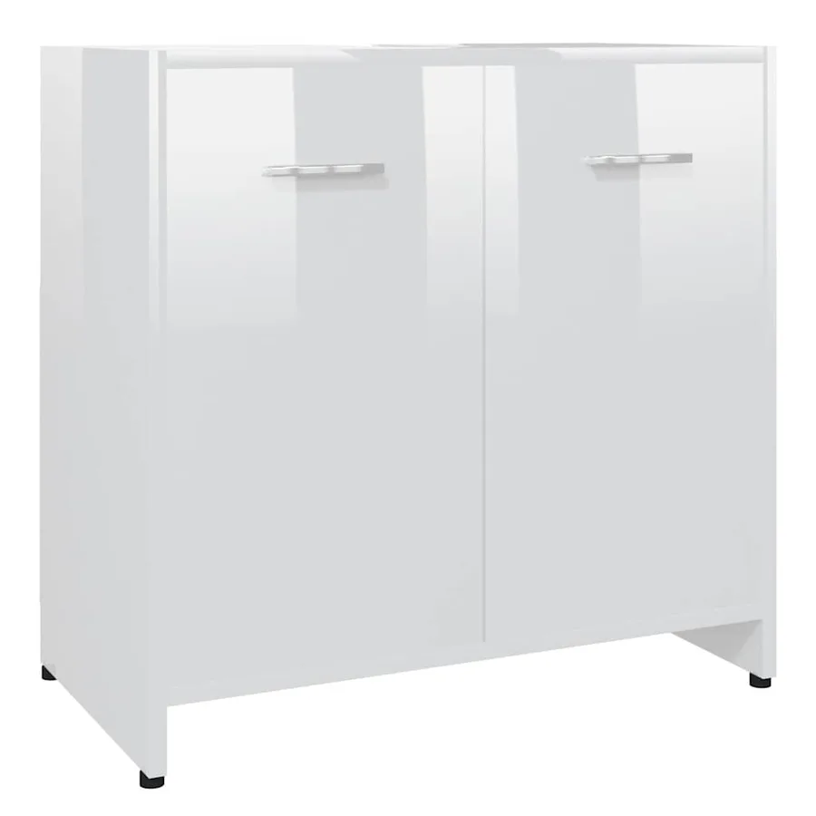 Armoire de salle de bain Blanc brillant Bois d'ingénierie - 2