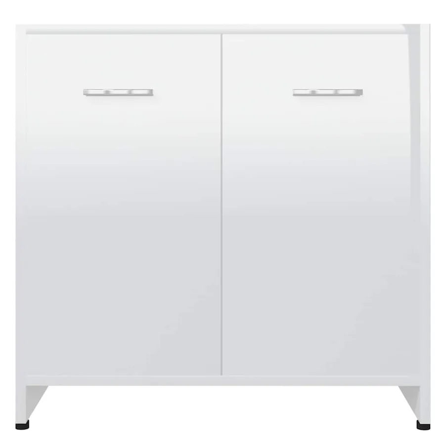 Armoire de salle de bain Blanc brillant Bois d'ingénierie - 6