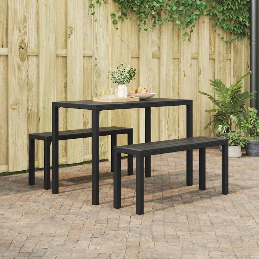 Ensemble de salle à manger pour jardin 3 pcs Anthracite Acier
