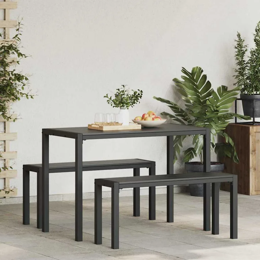 Ensemble de salle à manger pour jardin 3 pcs Anthracite Acier - 4