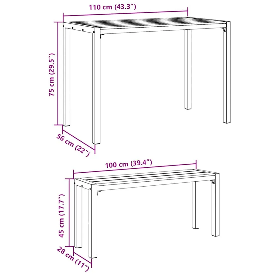 Ensemble de salle à manger pour jardin 3 pcs Anthracite Acier - 8