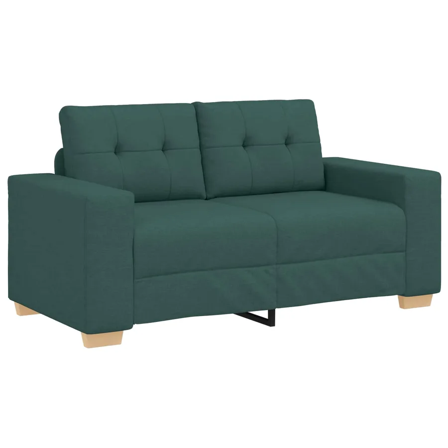 Canapé 2 pcs Vert foncé Tissu en lin mélangé - 4