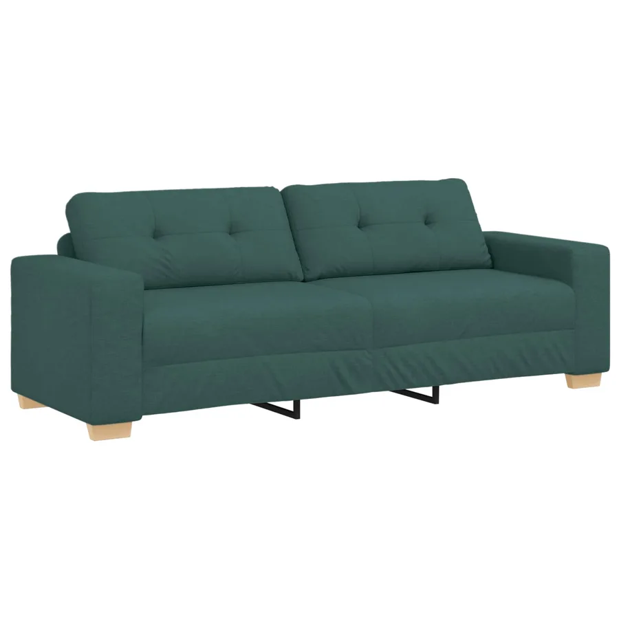 Canapé 2 pcs Vert foncé Tissu en lin mélangé - 5