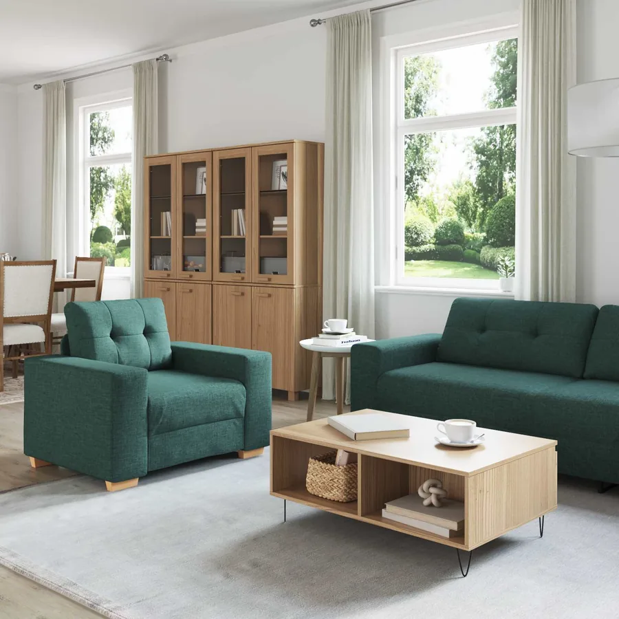 Canapé 3 pcs Vert foncé 221 x 80 x 80 cm Tissu en lin mélangé