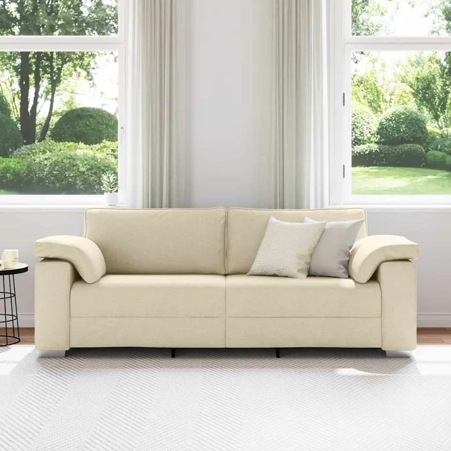 Sofa 3 places Crème 220 cm tissu - 3