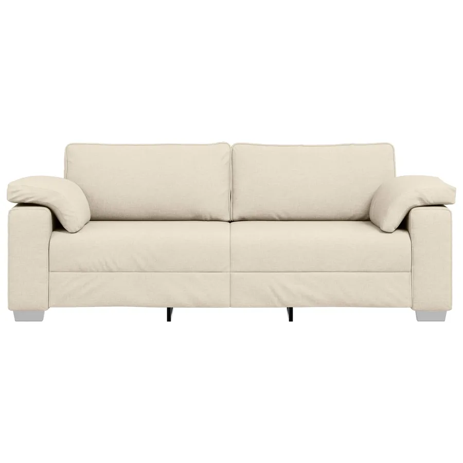 Sofa 3 places Beige 220 cm Tissu en lin mélangé - 4