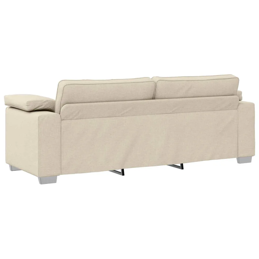 Sofa 3 places Beige 220 cm Tissu en lin mélangé - 6