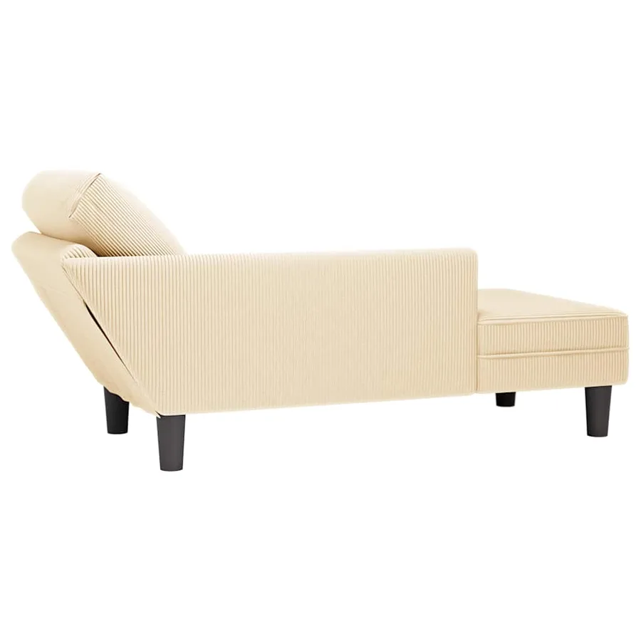 Chaise longue avec coussin crème tissu en velours côtelé - 6