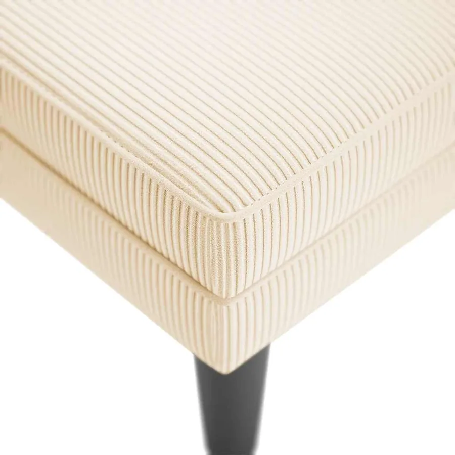 Chaise longue avec coussin crème tissu en velours côtelé - 7