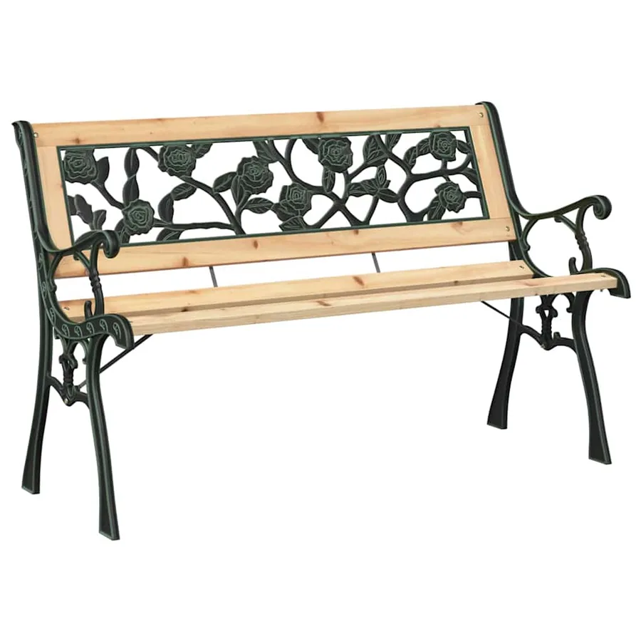 Banc de jardin avec coussin Marron 116 x 54 x 73 cm bois - 2