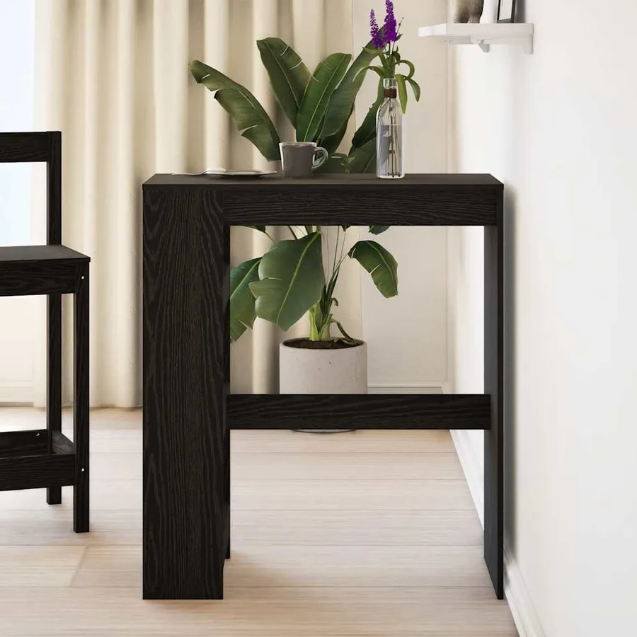 Table de bar avec étagères en chêne noir 90x40x103,5 cm bois d'ingénierie - 3