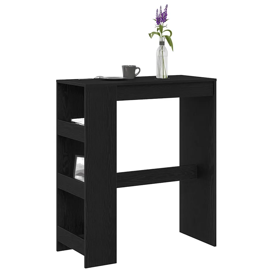 Table de bar avec étagères en chêne noir 90x40x103,5 cm bois d'ingénierie - 4
