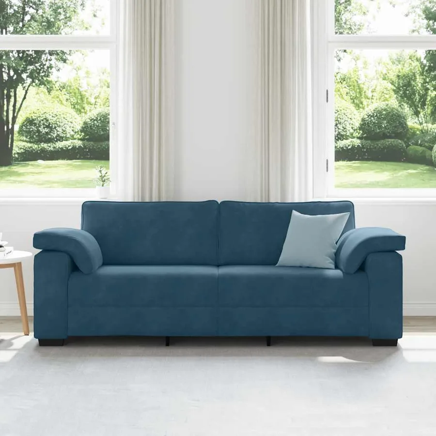 Canapé 3 places bleu velours 220x77x82 cm - 3