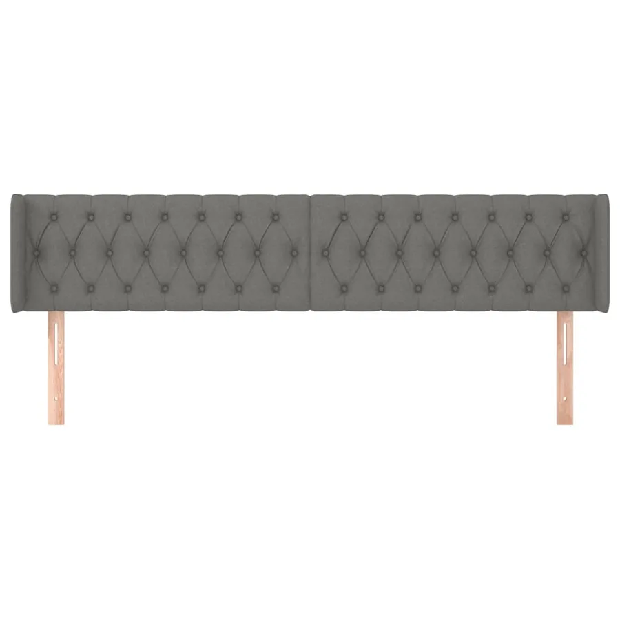 Tête de lit avec oreilles Gris foncé 203x16x78/88 cm Tissu - 3