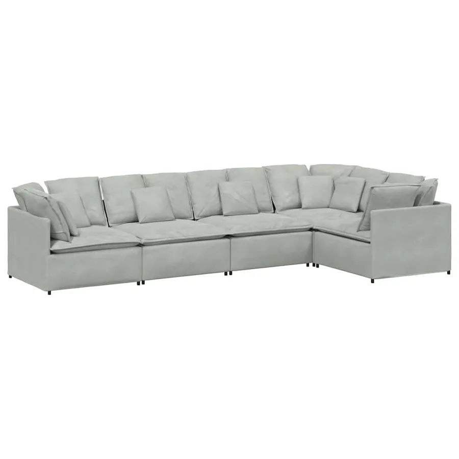 Canapé modulable avec coussins velours gris clair - 2