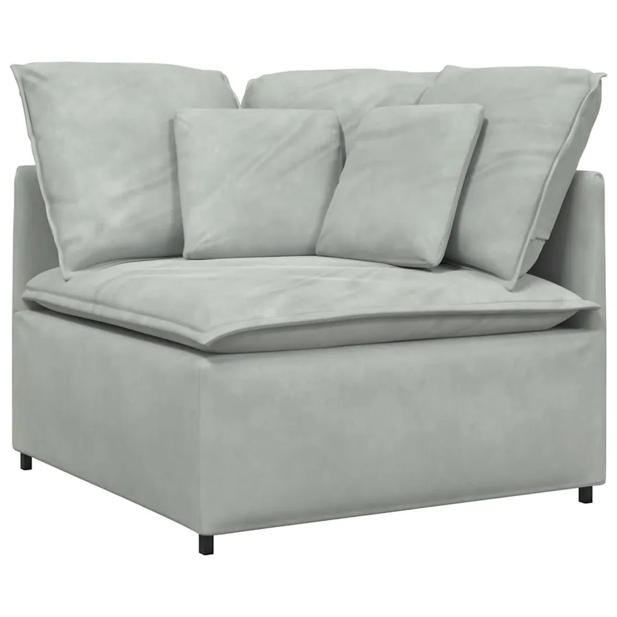 Canapé modulable avec coussins velours gris clair - 3