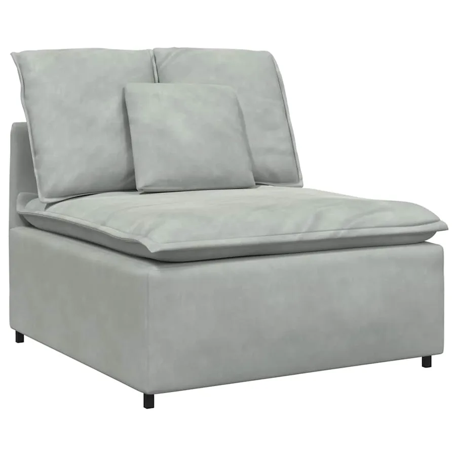 Canapé modulable avec coussins velours gris clair - 4