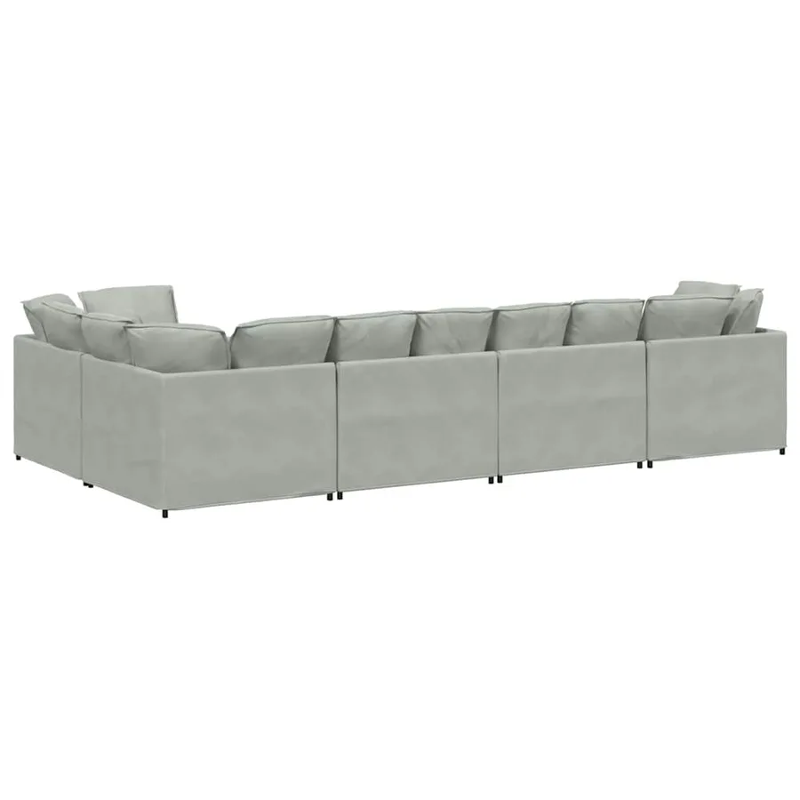 Canapé modulable avec coussins velours gris clair - 7