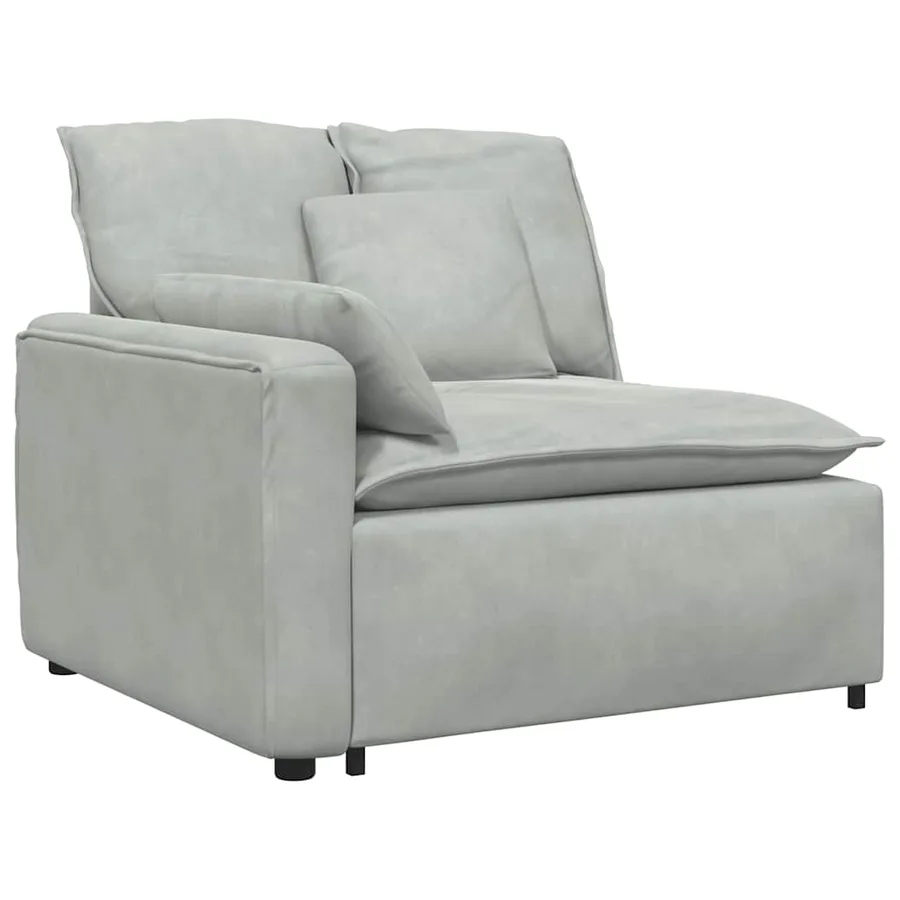 Canapé modulable avec coussins velours gris clair - 3