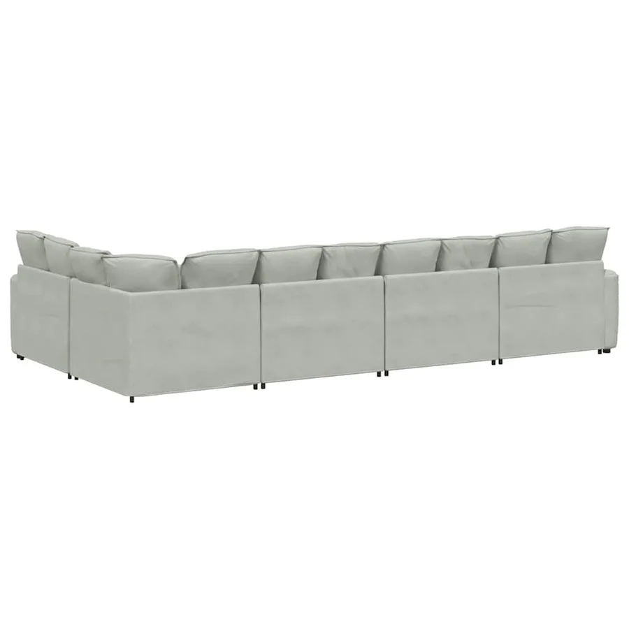Canapé modulable avec coussins velours gris clair - 8