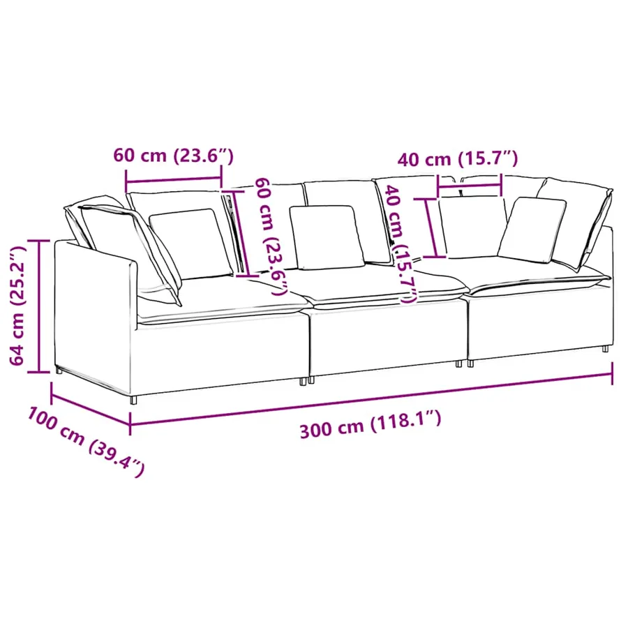 Canapé modulable avec coussins velours gris clair - 10