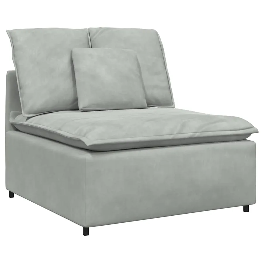 Canapé modulable avec coussins velours gris clair - 4
