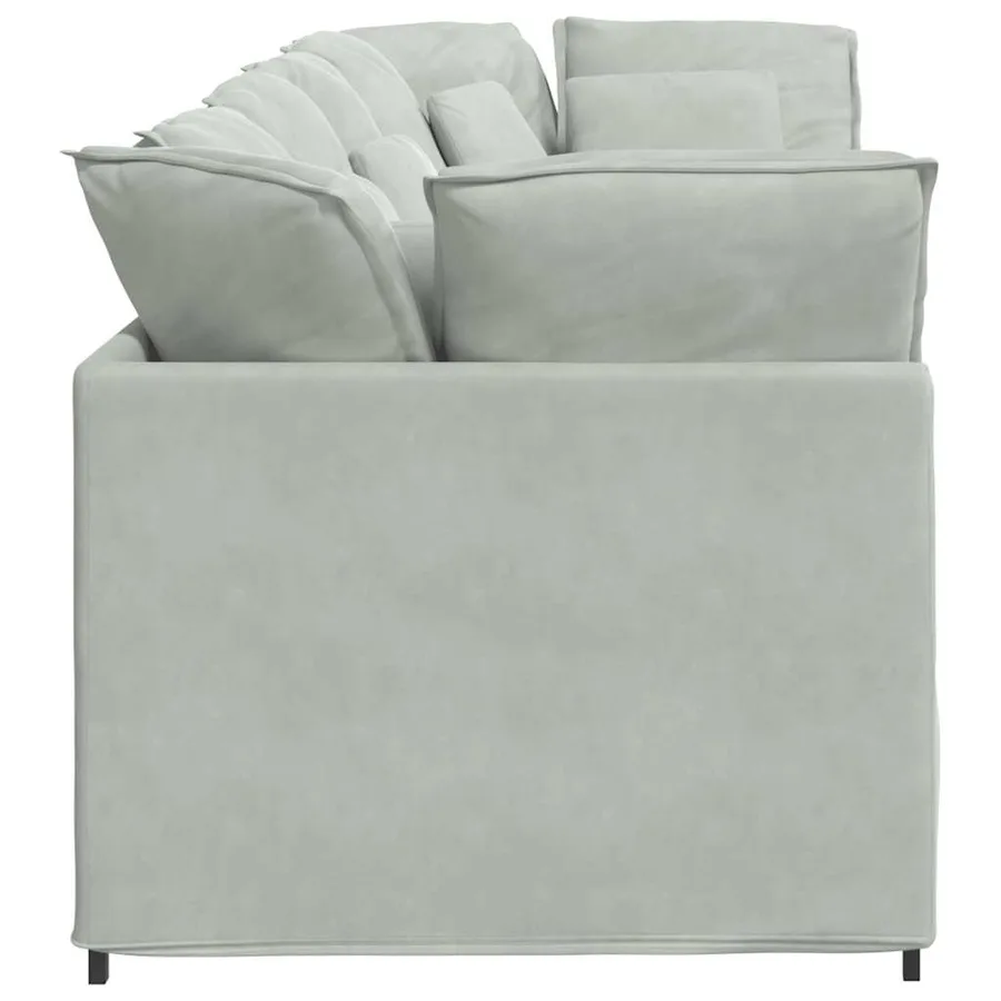 Canapé modulable avec coussins velours gris clair - 6