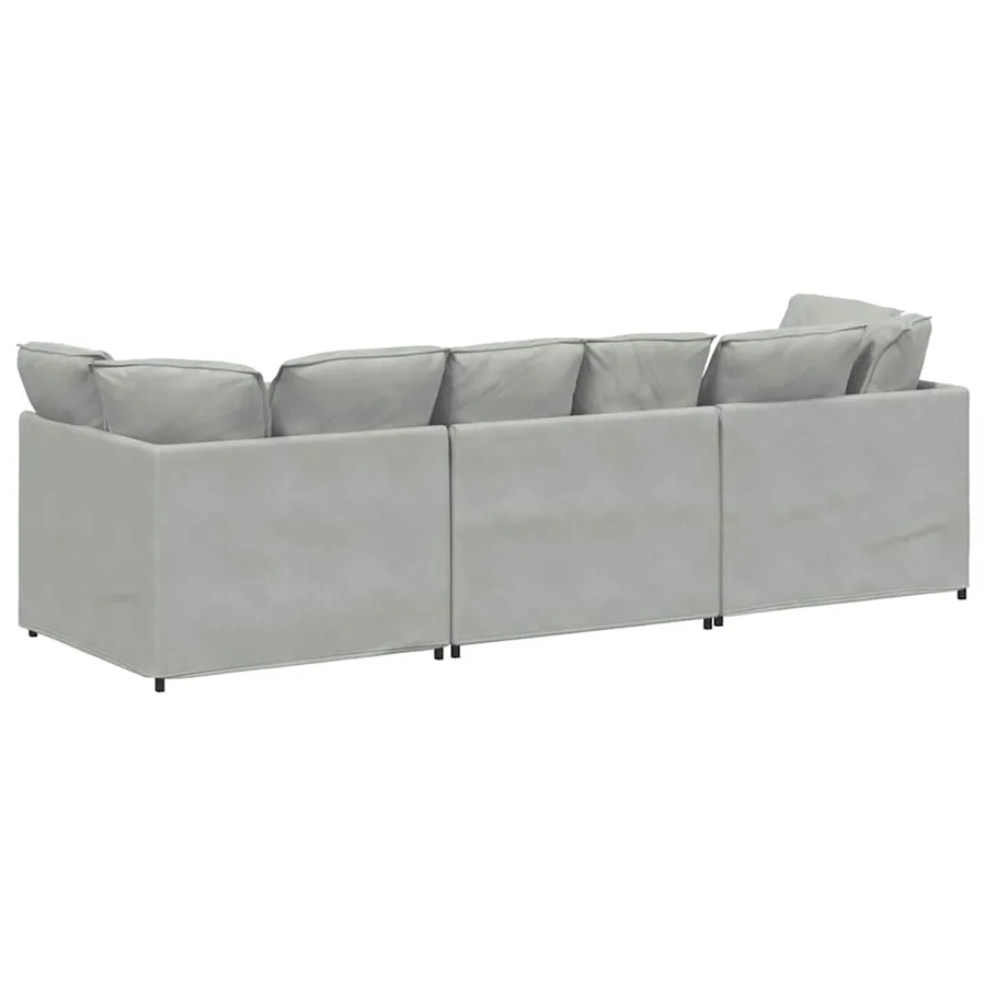 Canapé modulable avec coussins velours gris clair - 7