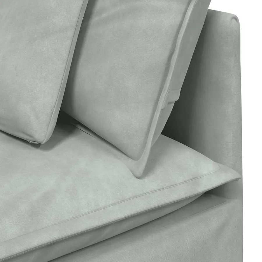 Canapé modulable avec coussins velours gris clair - 8