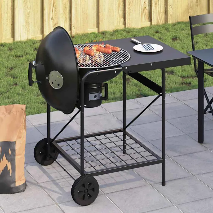 Grill extérieur avec roue Noir 91 x 71 x 107 cm Métal - 3