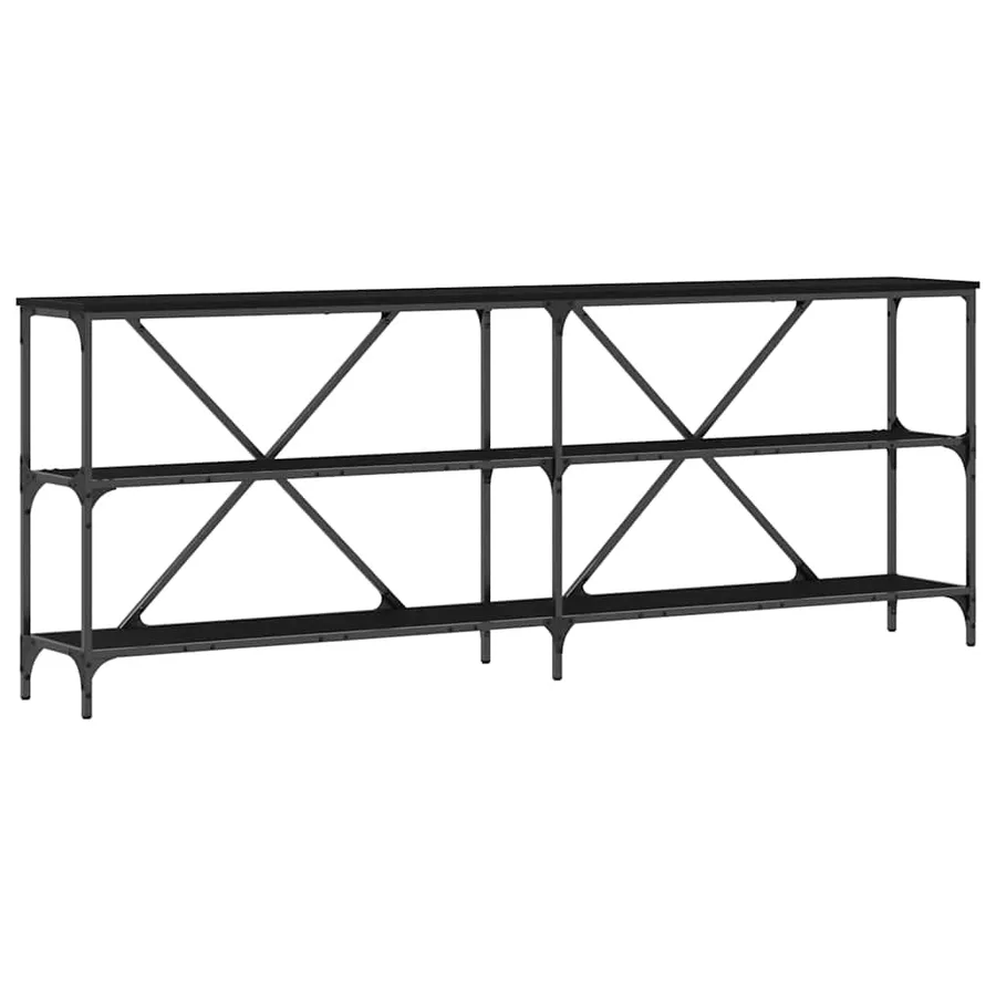 Table console Chêne noir 200 x 30 x 75 cm Bois d'ingénierie - 2