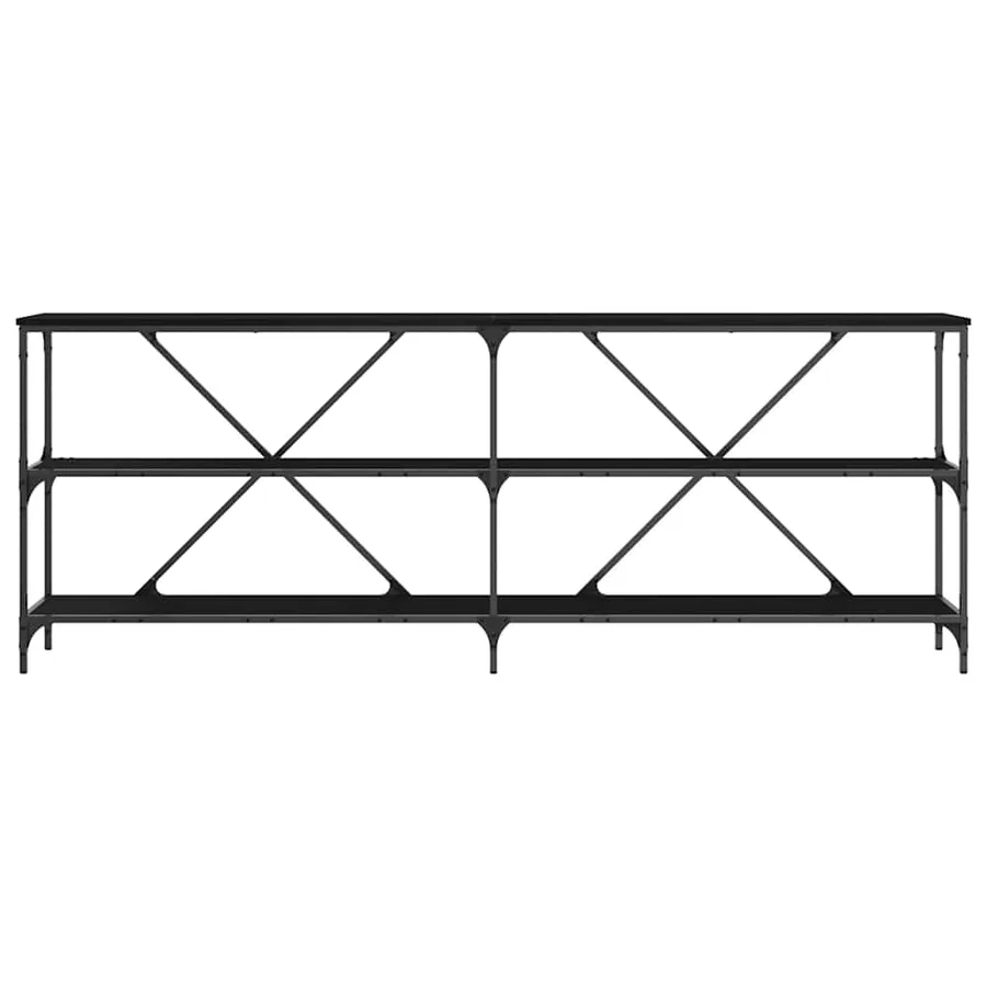 Table console Chêne noir 200 x 30 x 75 cm Bois d'ingénierie - 5