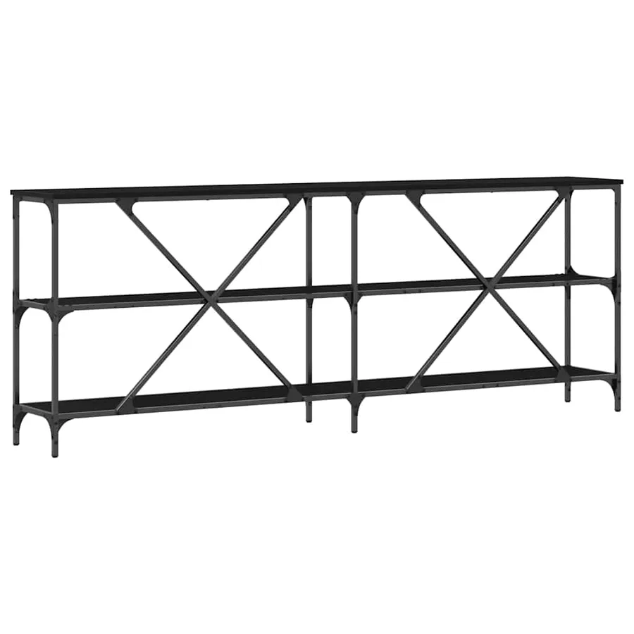 Table console Chêne noir 200 x 30 x 75 cm Bois d'ingénierie - 7
