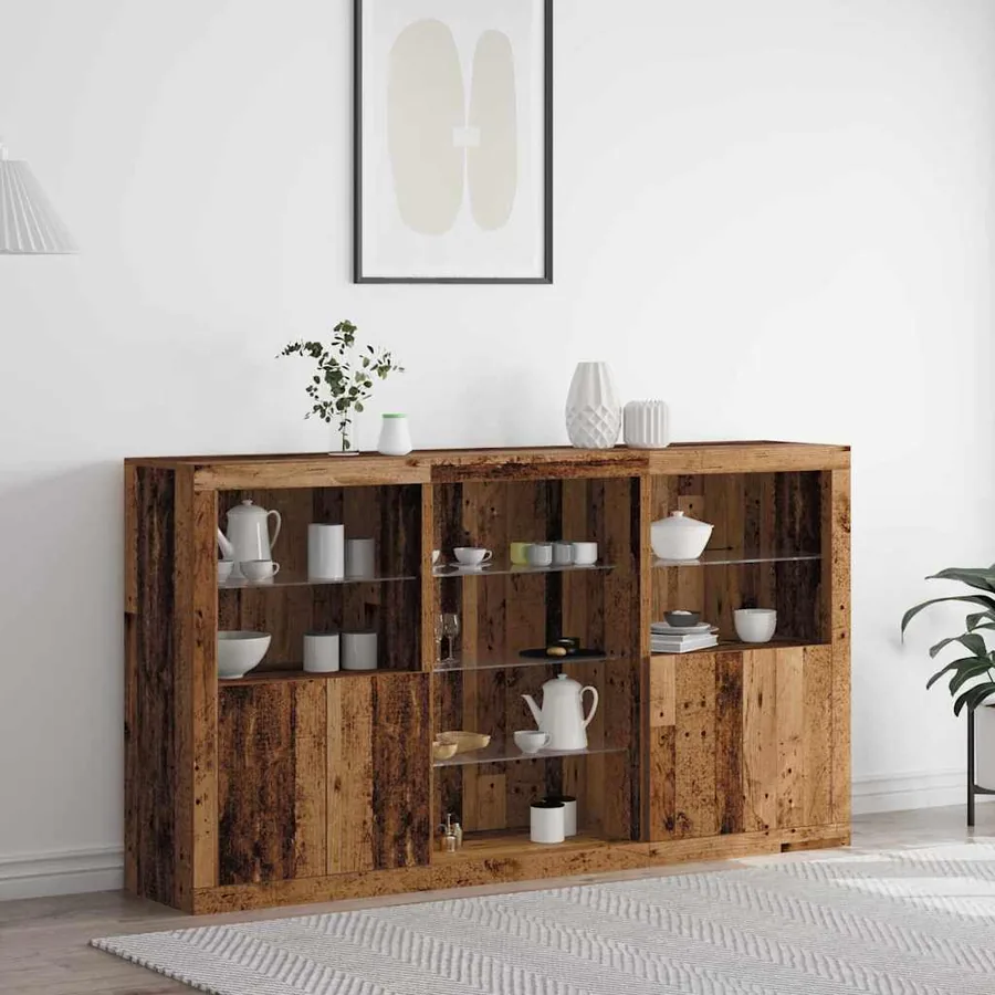Buffet LED Bois ancien 181,5 x 37 x 100 cm Bois d'ingénierie