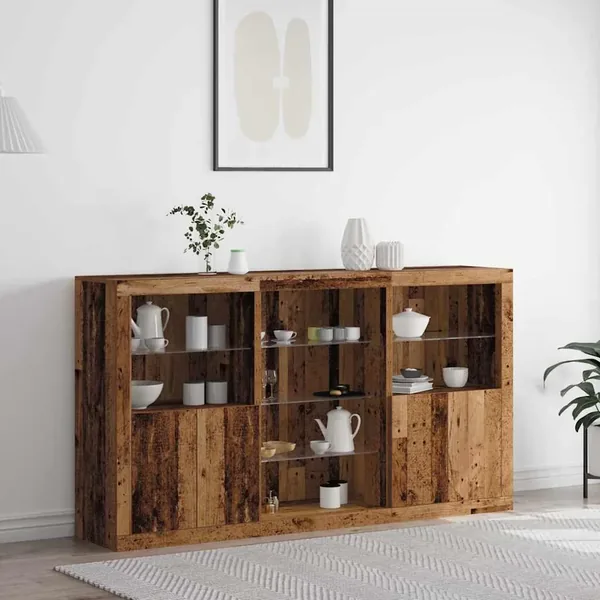 Buffet LED Bois ancien 181,5 x 37 x 100 cm Bois d'ingénierie